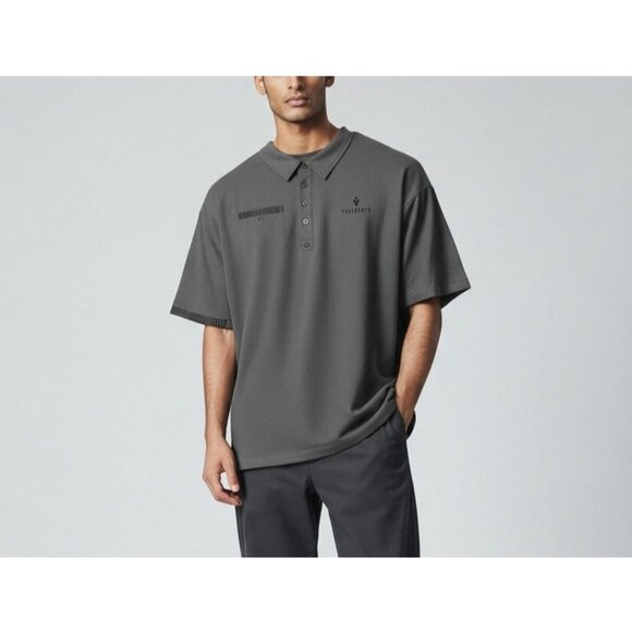 Ogio Ace Collection Gray Polo Shirt L Polyester & Spandex Trplevate Logo Button- - Picture 1 of 7
